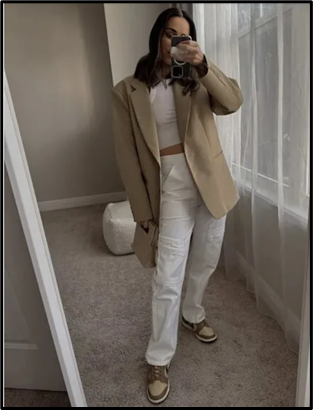 High waisted cargo jeans